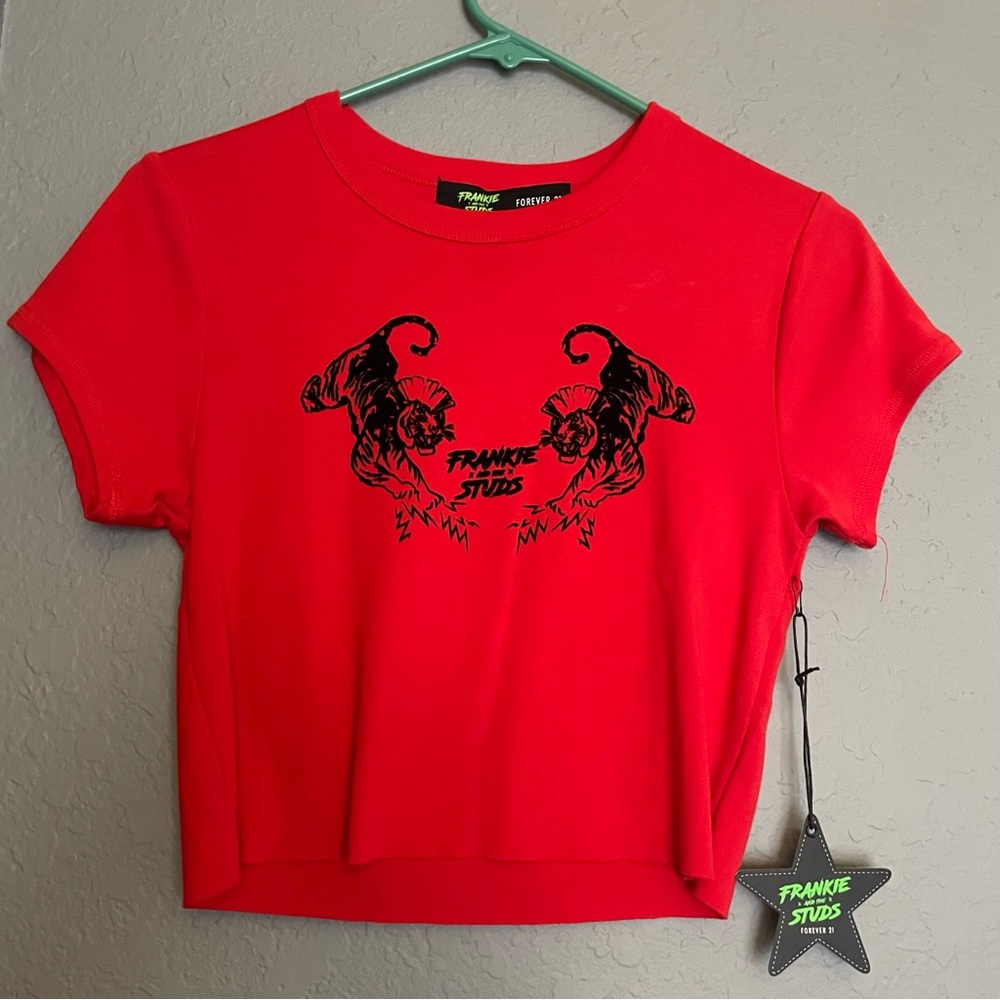 Forever 21 red crop top Frankie and the studs